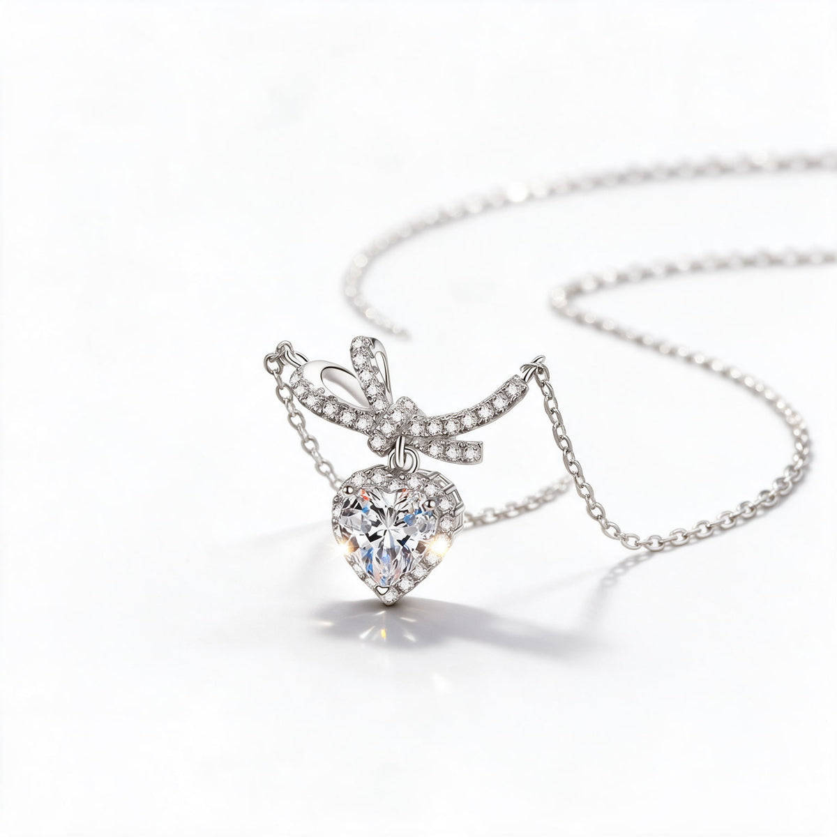 Bow & Heart Pendant Necklace