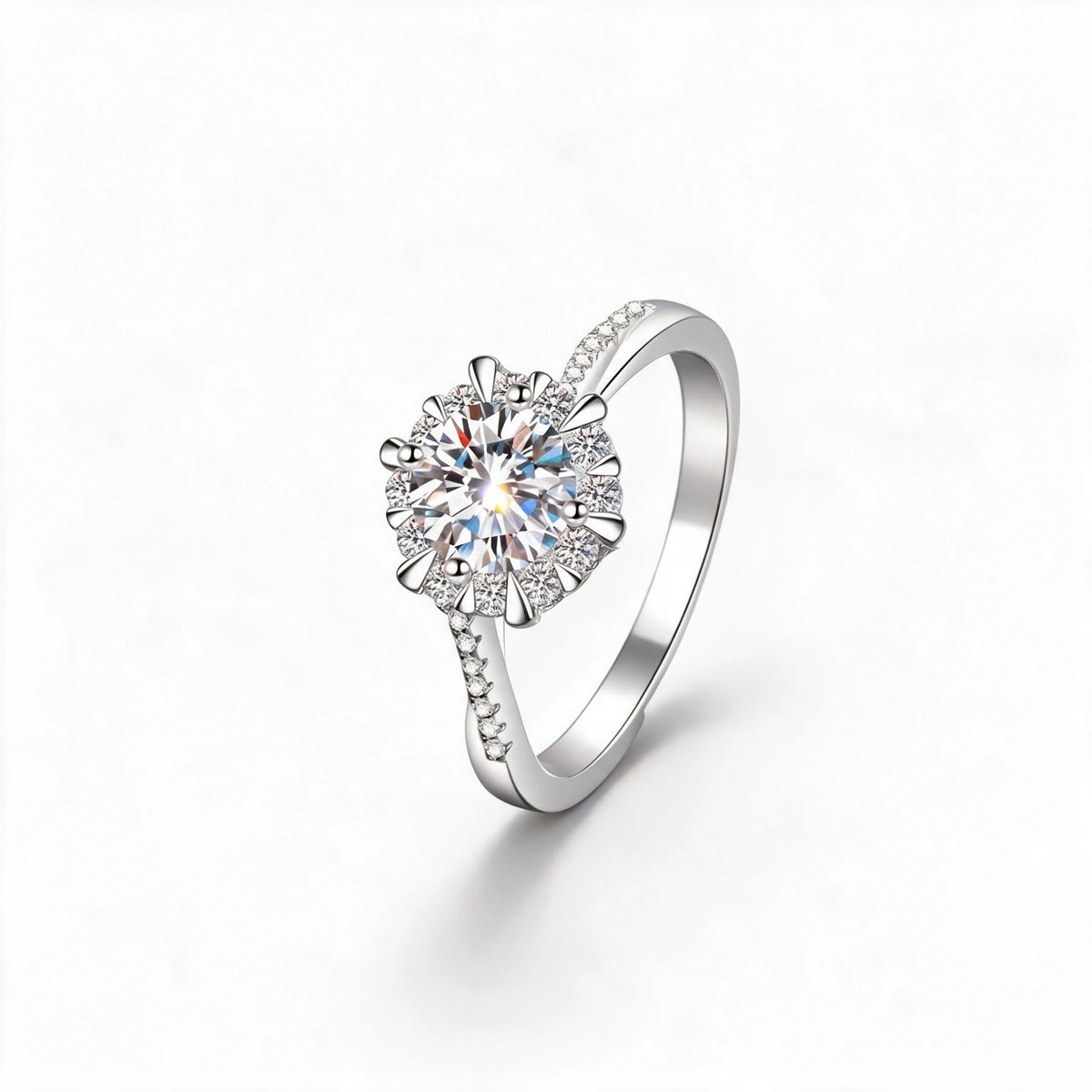 Twisted Pavé Solitaire Ring