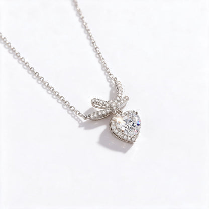 Bow & Heart Pendant Necklace