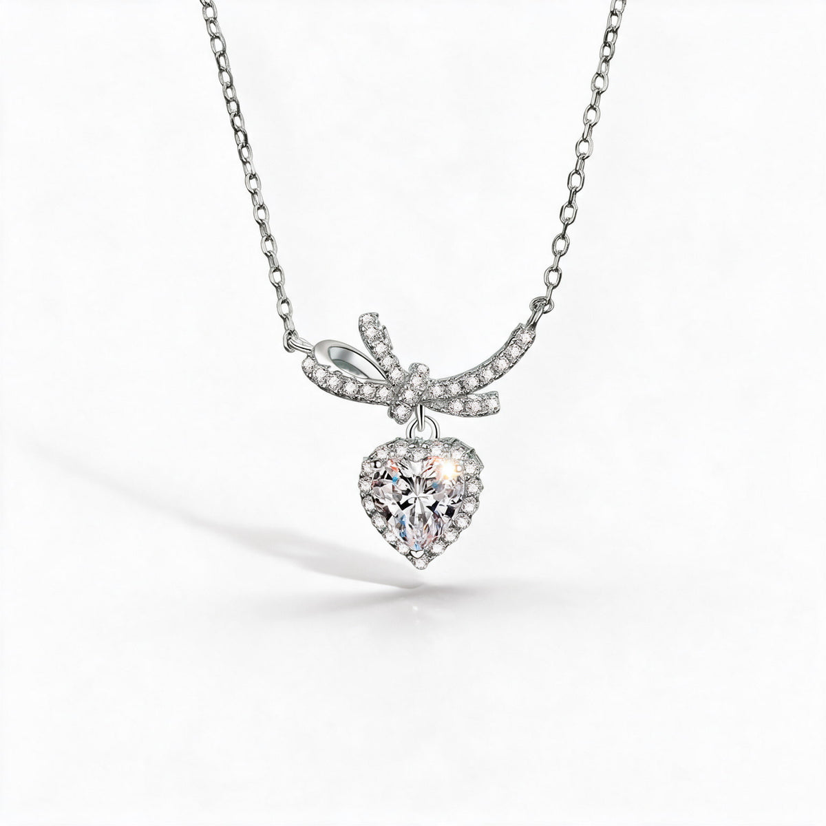 Bow & Heart Pendant Necklace