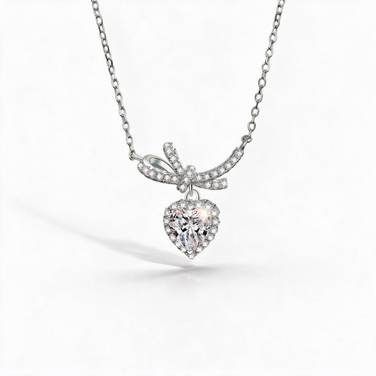 Bow & Heart Pendant Necklace