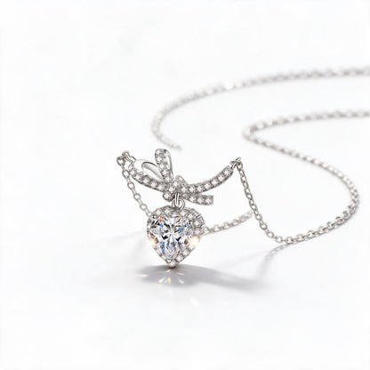 Bow & Heart Pendant Necklace