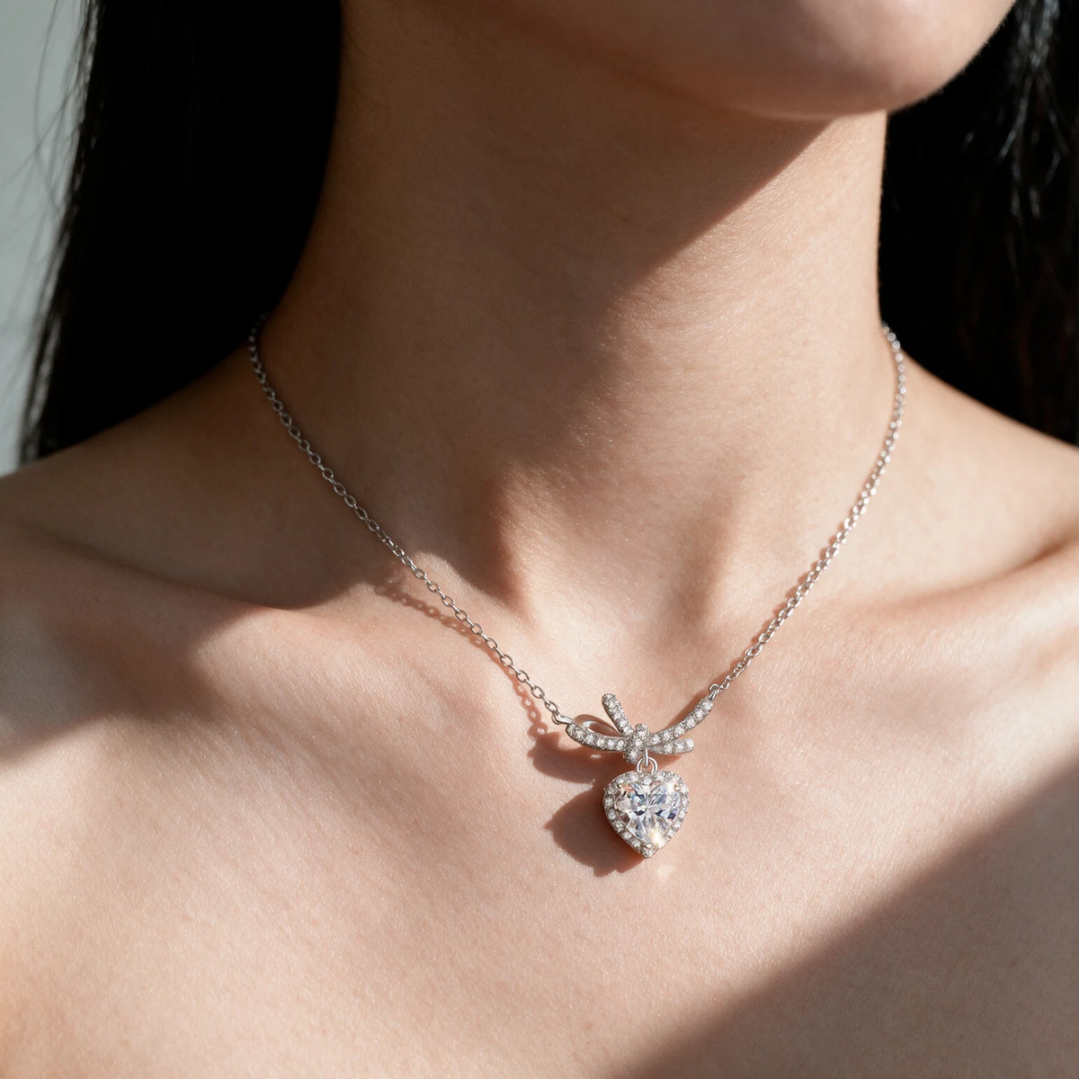 Bow & Heart Pendant Necklace
